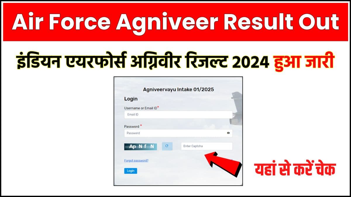 Indian Airforce Agniveer Result 2024 इंडियन एयरफोर्स अग्निवीर रिजल्ट