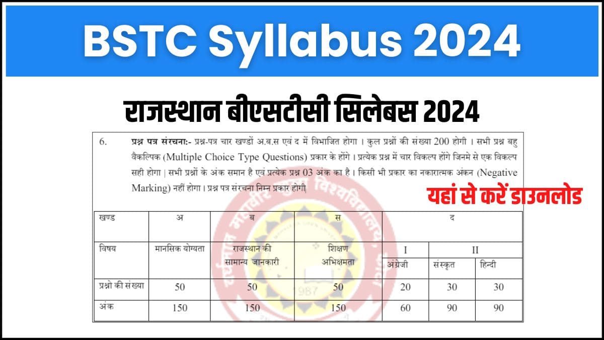 Rajasthan BSTC Syllabus 2024