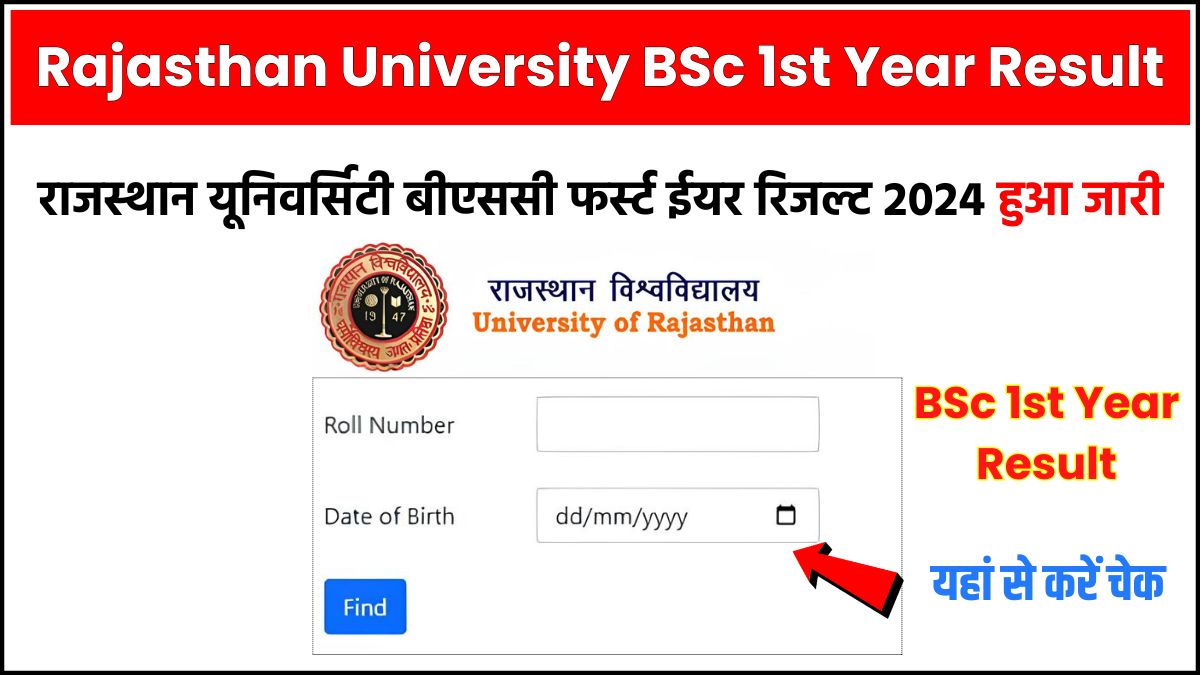 Rajasthan University BSc 1st Year Result 2024 Name Wise, Roll Number